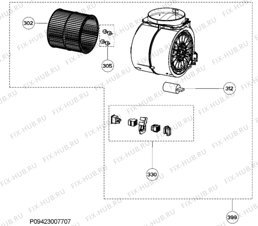 Взрыв-схема вытяжки Aeg AIH9810BM - Схема узла Motor